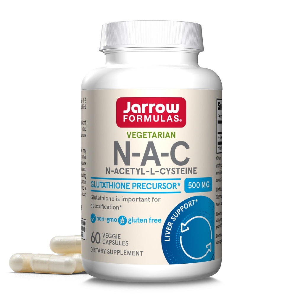 Jarrow Formulas® N-A-C 500 mg, Συμπλήρωμα διατροφής, Αντιοξειδωτική υποστήριξη για την υγεία του ήπατος, 60 κάψουλες λαχανικών, 60 ημέρες προσφοράς