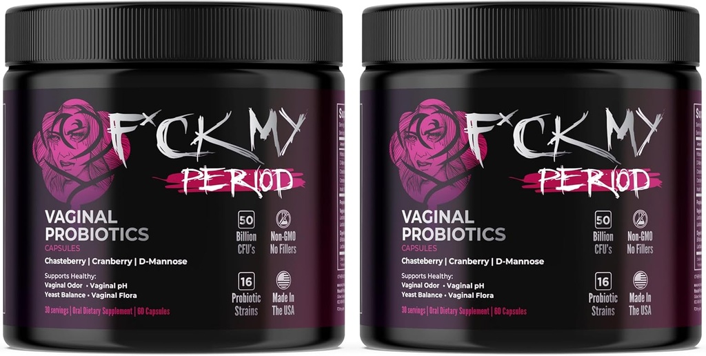 Period Vaginal Probiotics for Women | Womens Period Probiotics Viginal Probiotic | Women’s Probiotic for PH Balance & Vag Health | Prebiotics for Gut, UTI, & Vagional Health (2 Pack)