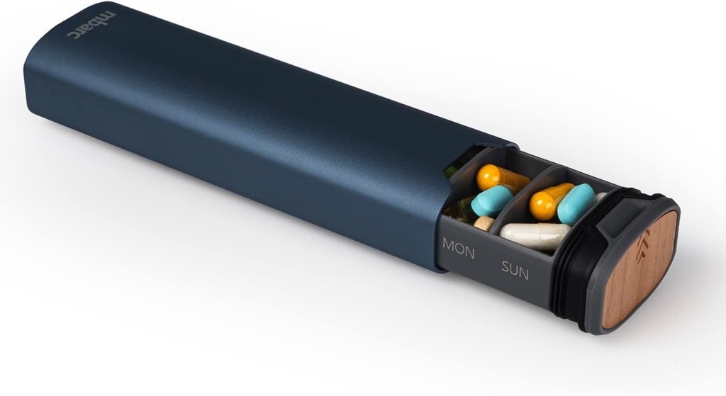 7 Day Weekly Pill Organizer by mbarc - Premium Κομψό αλουμίνιο και ξύλο Μεγάλη Χωρητικότητα κουτί χάπια για συμπληρώματα, χάπια, βιταμίνες και ιατρική.