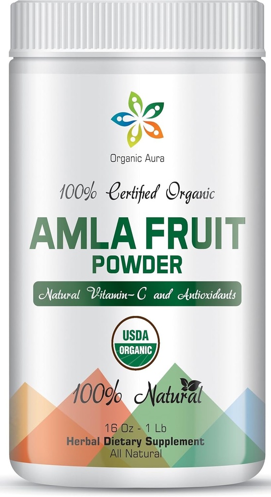 Certified Organic Aura Amla Powder 16Oz - 1Lb. Powerhouse of Natural Vitamin C. Μεγάλη Πηγή Αντιοξειδωτικών. Υποστηρίζει την ασυλία και την ζωτικότητα.