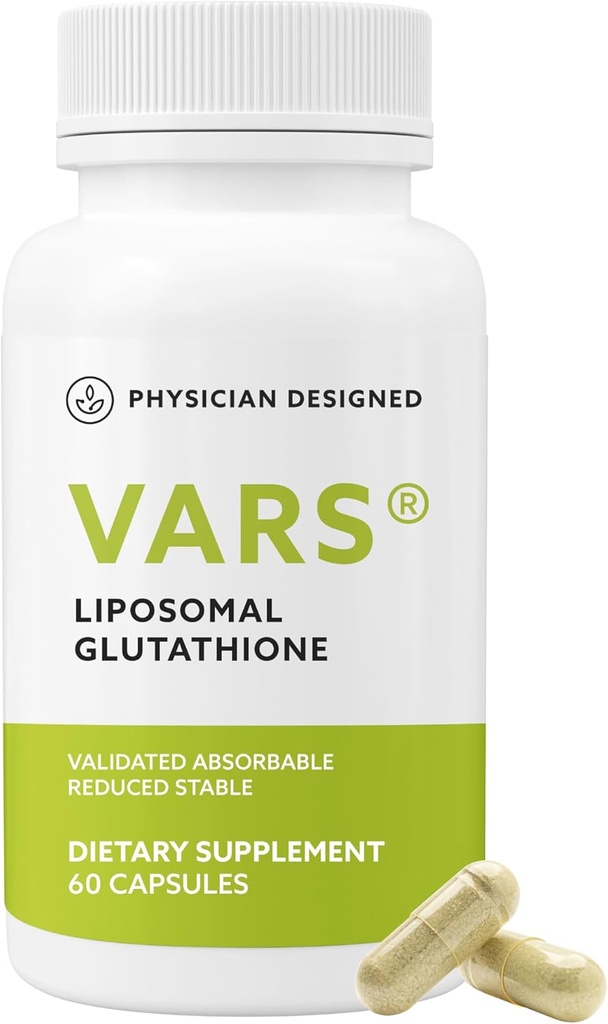 Physician Designed VARS Liposomal Glutathione Capsules - Patented Antioxidant Liquid Dietary Supplement, Anti-Aging, Detoxification, Fortify Immune System, Energy Management Skin Brightening, 60 count