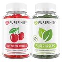 PUREFINITY Tart Cherry and Super Greens Gummies Bundle (Ουρικό οξύ Flush & Καθαρίστε με το καθημερινό σας πράσινο)