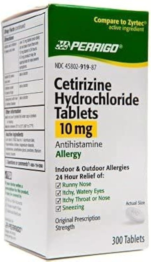 Perrigo Cetirizine Υδροχλωρική Δισκία 10mg, 300- Count