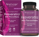 Reservage Beauty, Resveratrol 500 mg με Pterostilbene, Αντιοξειδωτικό συμπλήρωμα για την ανοσοποιητική υποστήριξη και την υγεία της καρδιάς, Υποστηρίζει υγιή γήρανση, Παλαιό, Κέτο, 60 κάψουλες (60 εξυπηρετούν)