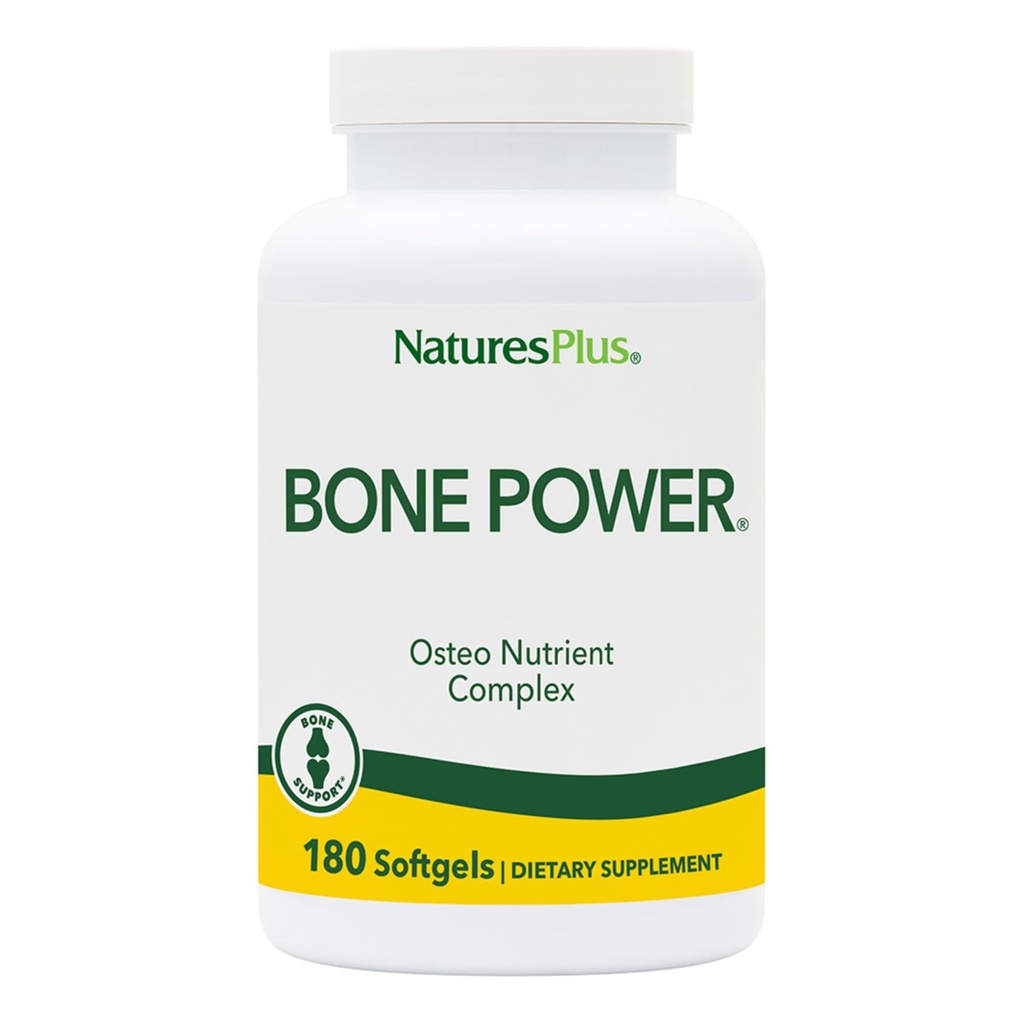 Natures Plus Bone Power with Boron - 1000 mg Ασβέστιο, 180 Softgels - Συμπλήρωμα Υποστήριξης Οστών & Κοινών, Υγρό Ασβέστιο για Μέγιστη Απορρόφηση - Χωρίς γάλα, Χωρίς Γλουτένη - 45 Σερβιέτες