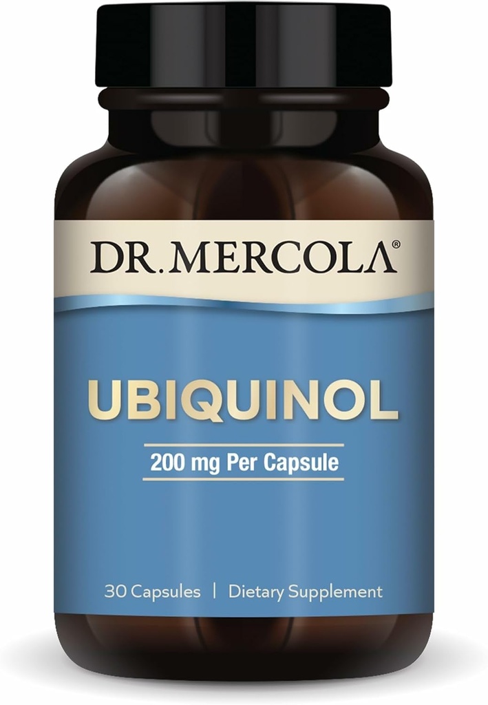 Δρ. Mercola Ubiquinol, 30 σερβιέτες (30 κάψουλες), 200 mg ανά καψάκιο, συμπλήρωμα διατροφής, υποστηρίζει την παραγωγή ενέργειας, μη ΓΤΟ