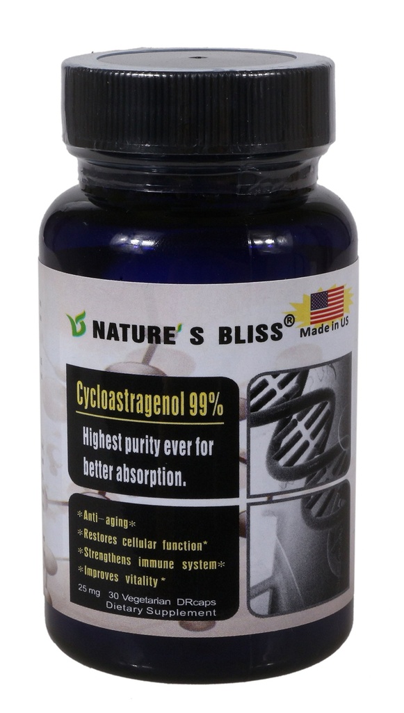 Nature'sbliss Κυκλοαστραγενόλη 25mg 99%,Συμπληρώματα Telomere, εκχύλισμα ρίζας Astragalus, συμπλήρωμα κατά της γήρανσης, Made in USA, Immunity Boost, Stomach Acid Protected, Super Absorption, 30 Κάψουλες