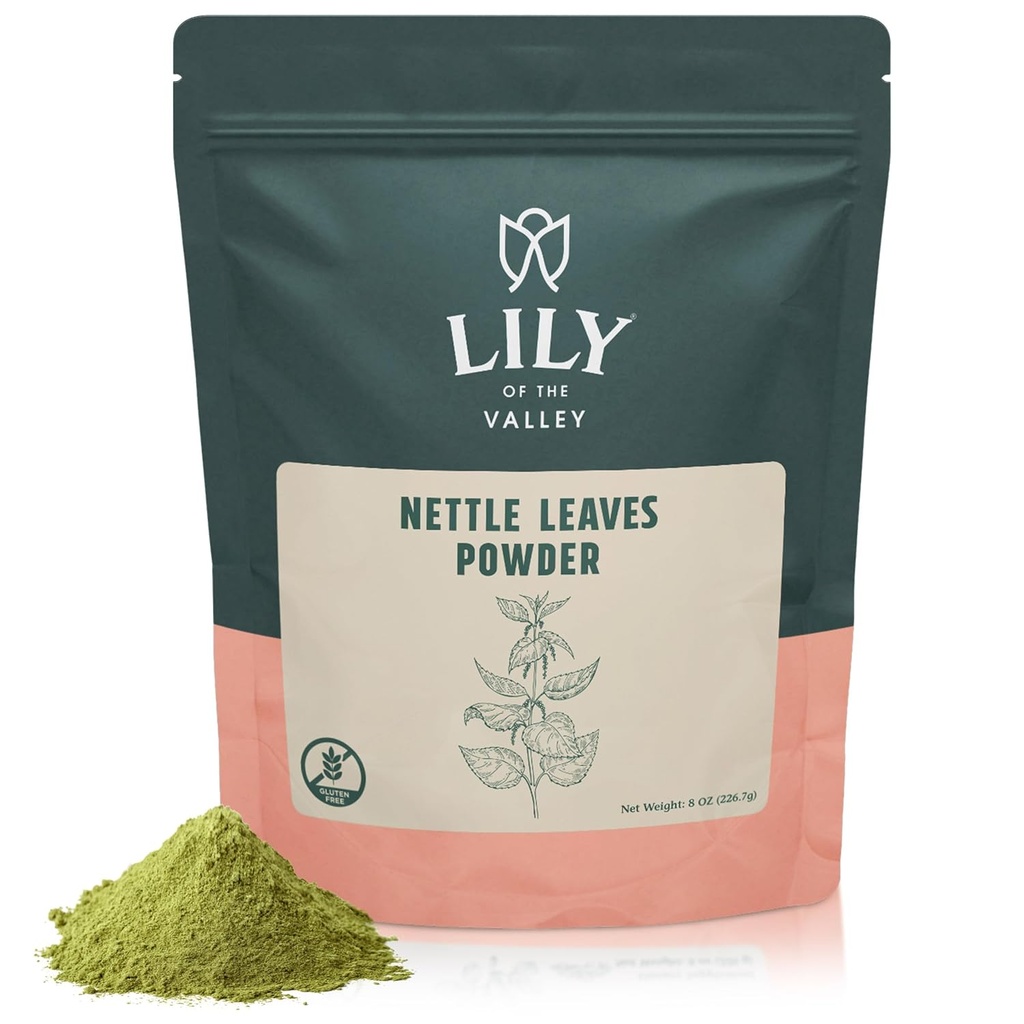 LILY OF THE VALLEY Nettle Leaf Powder - Απαλά Αποξηραμένο και Έδαφος - 100% Φυσικό Stinging Nattle - Ιδανική προσθήκη σε Συνταγές - Vegan & Gluten-Free - Συσκευασία σε Resealable Pouch (8oz, 226g)