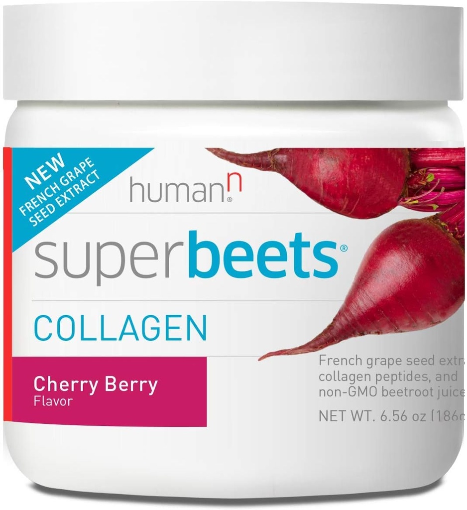 HumanN SuperBeets Collagen Powder - Cherry Berry Flavor, Gluten Free - 30 Servings