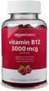 Βασικά Βιταμίνη B12 3000 mcg Gummies, Κανονική παραγωγή ενέργειας και Μεταβολισμός, Υποστήριξη ανοσοποιητικού συστήματος, Βατόμουρο, 100 Count (2 ανά μερίδα) (Πρώην Solimo)