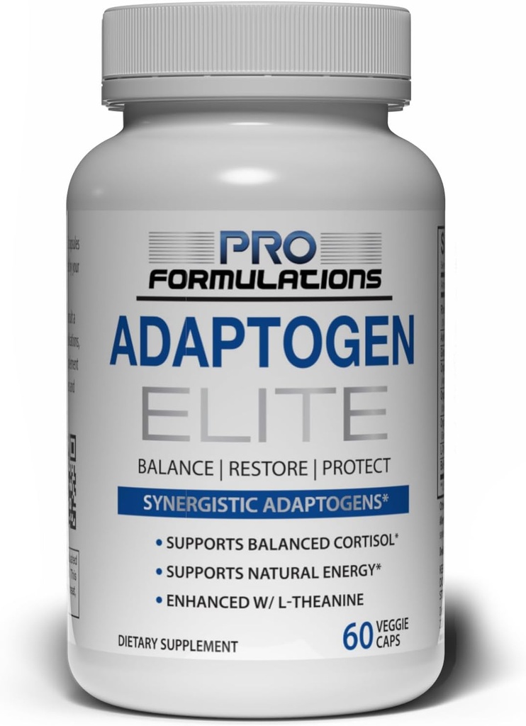Pro Formulations MD Adaptogen Elite - Synergistic Blend - 60 vcaps - Ισορροπίες Cortisol & Natural Energy - Ενισχυμένη με Rhodiola, Ashwagandha, Astragalus, Schisandra, Eleuthero, L-Θεανίνη