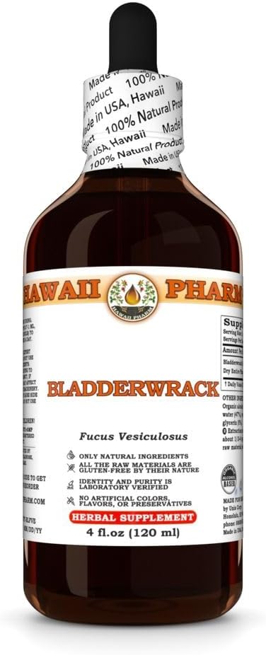 Bladderwrack (Fucus Vesiculosus) Dry Entire Plant Tincture, Made in Hawaii, All Natural, Vegan, Pure Liquid Extract - 4 fl.oz