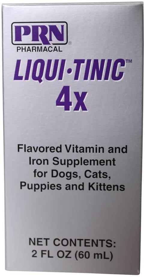 Liqui-Tinic 4x Γεύση βιταμίνης και σιδήρου συμπλήρωμα για σκύλους, γάτες, κουτάβια & γατάκια, 2 oz.