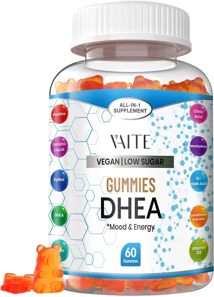DHEA 50mg Gummies για άνδρες και γυναίκες – Ισορροπία ορμονών, ενέργεια & υποστήριξη διάθεσης – Αναμνηστικό ανοσοποιητικού συστήματος – Vegan, χωρίς γλουτένη, μη ΓΤΟ – Περιεμμηνόπαυση & Εμμηνόπαυση συμπλήρωμα 60 μάσημα