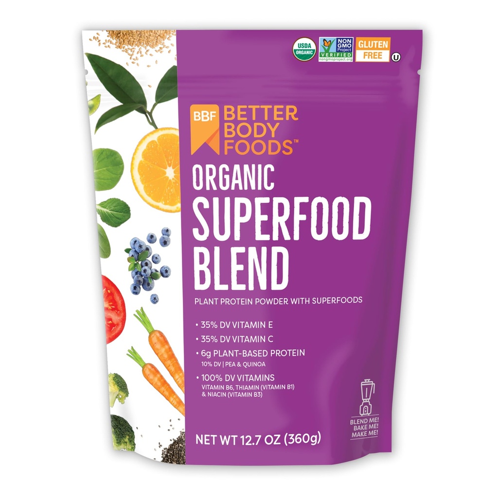 BetterBody Foods Organic Superfood Powder with Protein, Vitamins C, E, and B12 (12.7 oz.)
