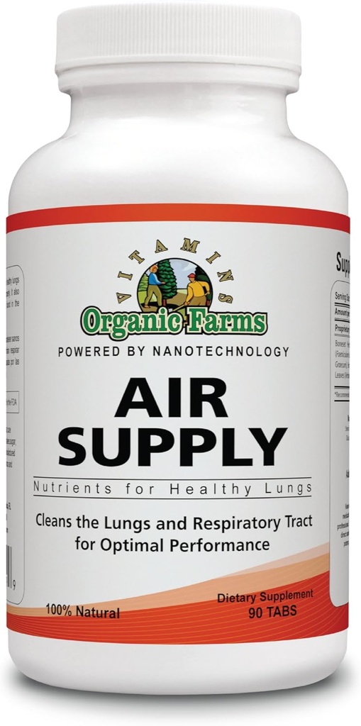 Βιολογικά Αγρόκτημα Βιταμίνες Air Supply - Nutrients for Healthy Lungs - 90 Tablets - 100% Φυσικό Συμπλήρωμα Διατροφής
