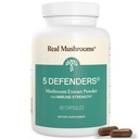 Real Mushrooms 5 Defenders - Adaptogenic Mushrooms Complex with Chaga, Reishi, Turkey Tail, Maitake & Shiitake for Wellness Support - Mushroom Beta Glucan Κάψουλες - 90 Count
