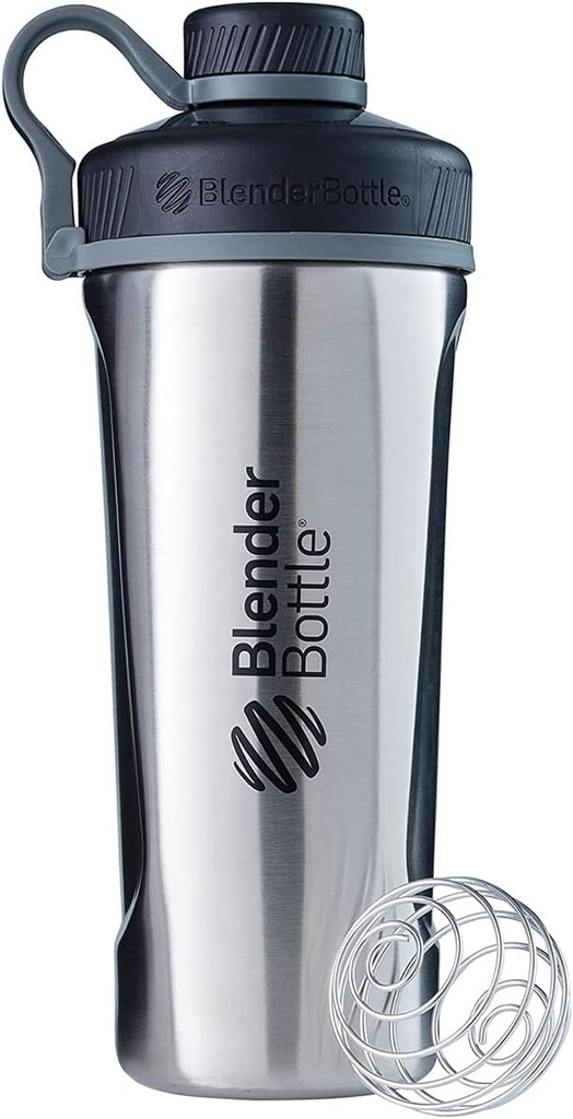 BlenderBottle Radian Shaker Κύπελλο μονωμένο από ανοξείδωτο χάλυβα μπουκάλι νερού με σύρμα Whisk, 26-Ounce, φυσικό / μαύρο