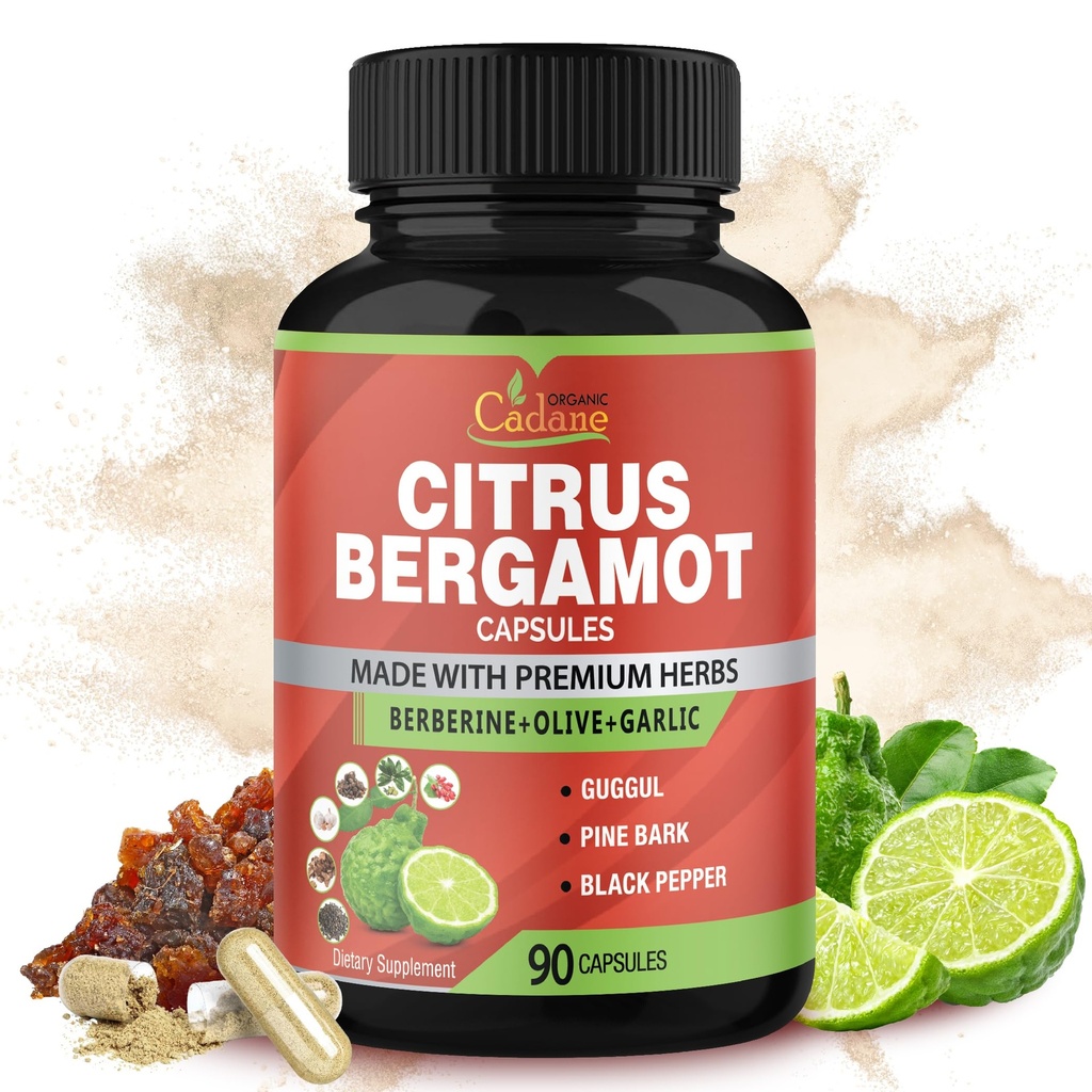 Βιολογικό Cadane Citrus Bergamot συμπλήρωμα Εκχύλισμα κάψουλες, 90 Caps, 3 Μήνες Προσφορά & Βερβερίνη, Ελαιόλαδο, Guggul, σκόρδο, Pine Bark, Μαύρο πιπέρι