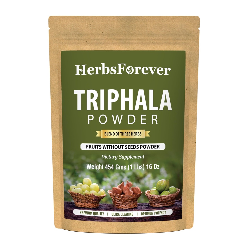 Βότανα για πάντα Triphala Churna σκόνη Παραδοσιακή Ayurvedic Formulation Υποστηρίζει Αποτοξίνωση και Αναζωογόνηση Μη ΓΤΟ, Vegan 454 GMS