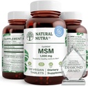 Natural Nutra OptiMSM, MSM συμπλήρωμα με το θειάφι, την πρόληψη της λίπανσης των μαλλιών, την αύξηση της κοινής ευελιξίας και την υγεία των οστών, Cartilage υγεία, βοηθά στην υποστήριξη της ισορροπίας υγρών, 1000 mg, (120) Vegan δισκία