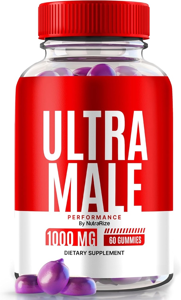 NutraRize Ultra Male Gummies 1000 MG, Vitamin Gummies, All Natural Supplement to Boost Daily Performance and Overall Health, Official UltraMale Reviews (60 Gummies)