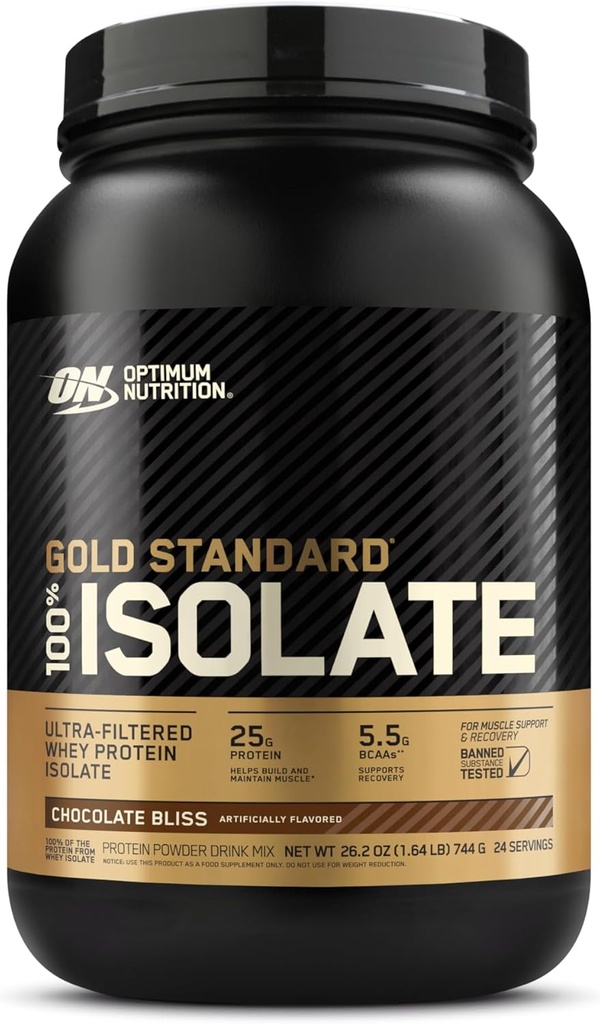 Optimum Nutrition Gold Standard 100% Isolate, Σοκολάτα Bliss, 1,64 Λίρες, 24 Υπηρεσίες (Packaging May Vary)