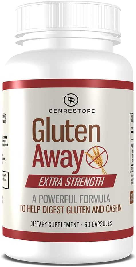 Gluten Away Dietary Supplement – Extra Strength Digestive Enzyme Health Gluten & Casein, Slower Digestion Release Protein Amino Acid in Bloodstream for Men and Women – 60 Capsles.