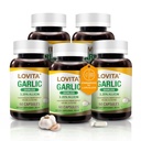 Lovita Odorless σκόρδο κάψουλες, 5000mg φρέσκο σκόρδο ισοδύναμο, 1,25% εκχύλισμα αλλικίνης, υποστηρίζει την καρδιά, την πίεση του αίματος, χοληστερόλη & ανοσοποιητικό σύστημα, μη ΓΤΟ, χωρίς γλουτένη, 300 κάψουλες Vegan