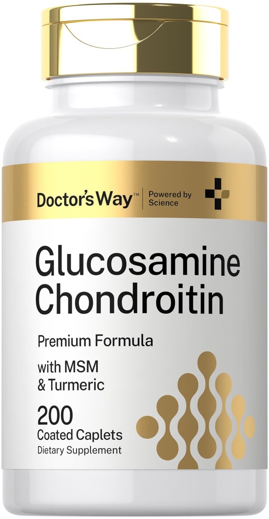 Doctor's Way Glucosamine Chondroitin MSM Turmeric | 200 Caplets | Complex Supplement for Adults | Non-GMO, Gluten Free