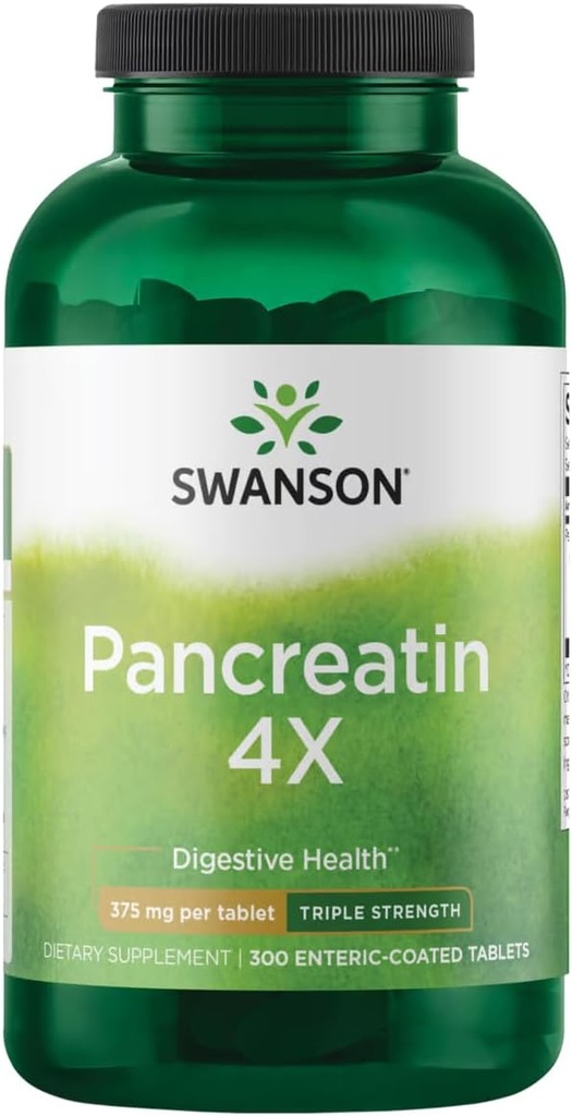 Swanson Triple-Strength Pancreatin 4X Enzyme - 375mg, 300 Tabs