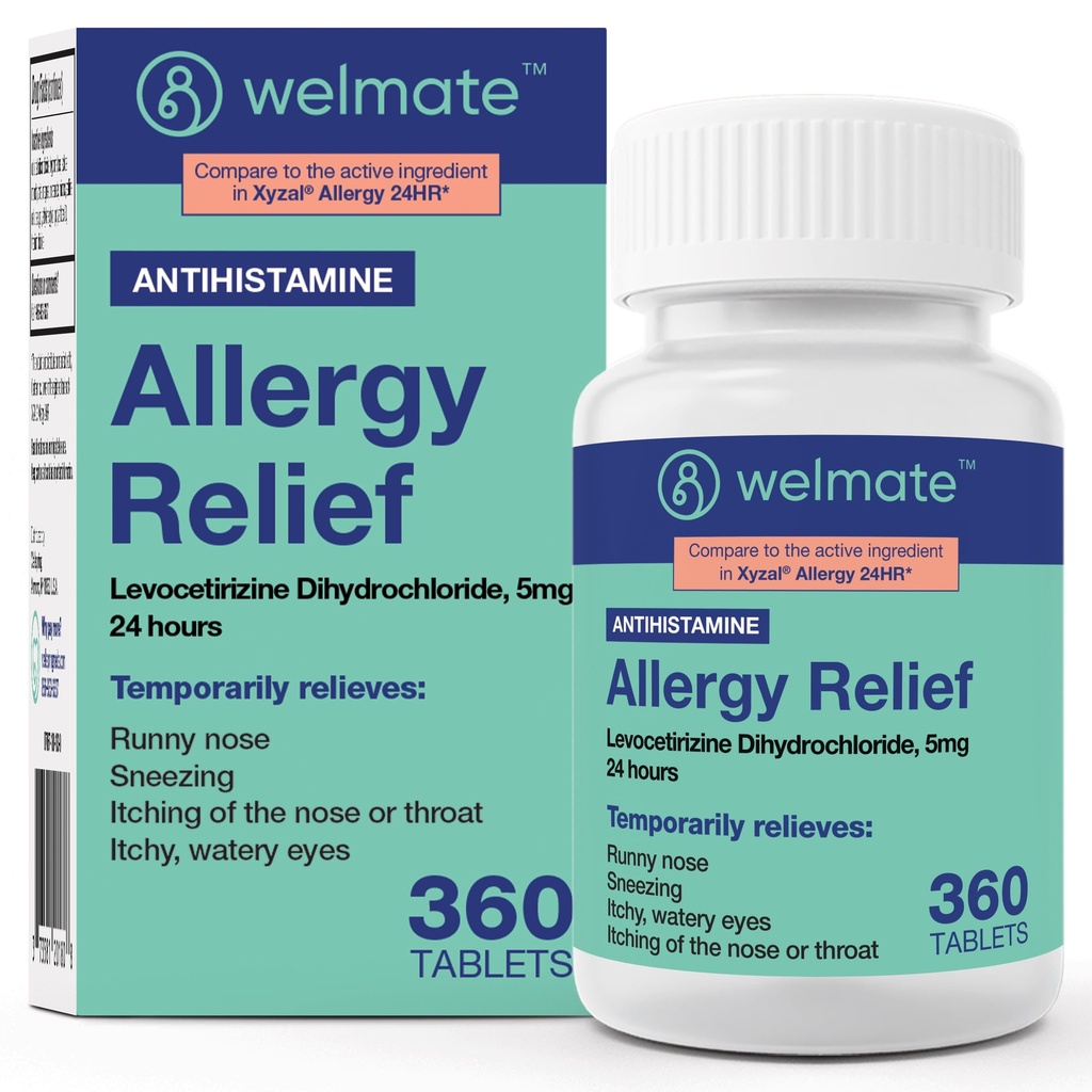 WELMATE - Levocetirizine Dihydrochloride 5mg (360 ct) - Μη Νυσταγή Αλλεργία Ιατρική - 24 ώρες - Αντιισταμινικά - Γενόσημα χάπια Αλλεργίας - Over-The-Counter Medication