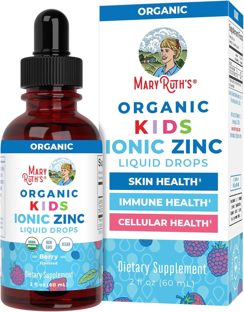 MaryRuth Organics Zinc Supplement for Immune Support, Immune Support Supplement for Kids, Ages 4-13, Zinc Sulfate, Vegan, USDA Organic, Glycerin Based, 2 Fl Oz