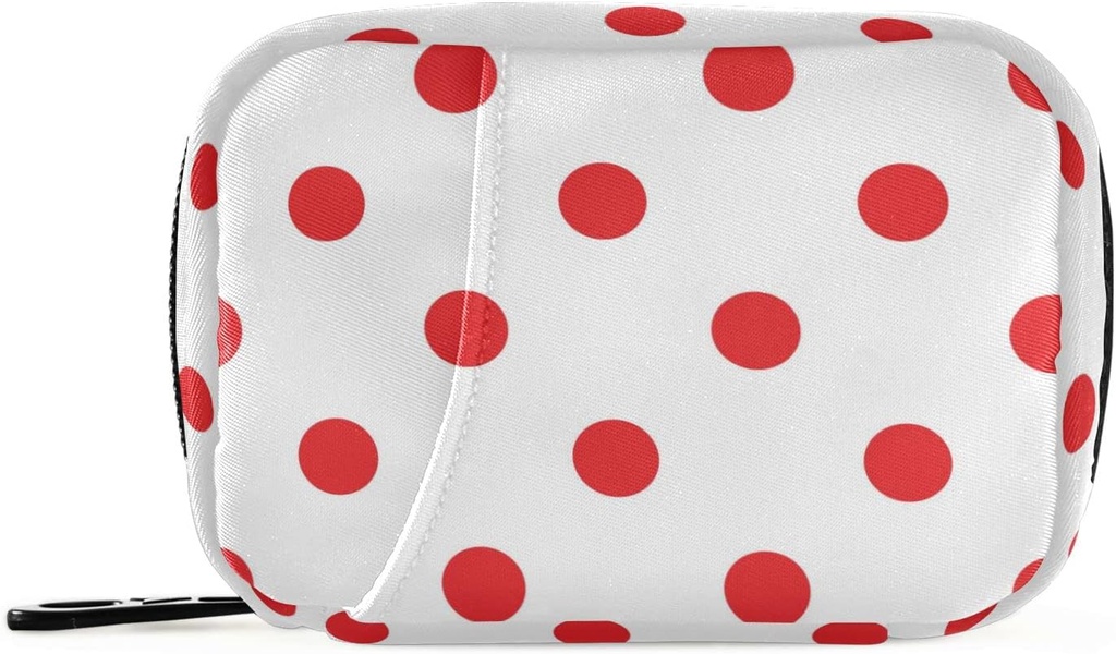 Naanle Κόκκινο και λευκό Polka Dots Pill Box 7 Day Τσάντα Τσάντα Ταξιδιών με Zipper Φορητό Εβδομαδιαίο Συμπαγές Μέγεθος για τον κάτοχο συμπλήρωμα βιταμίνης Μια κουκκίδες Κόκκινο 4,6 x 3,14 x 1,88 Ίντσα 0,12 κιλά