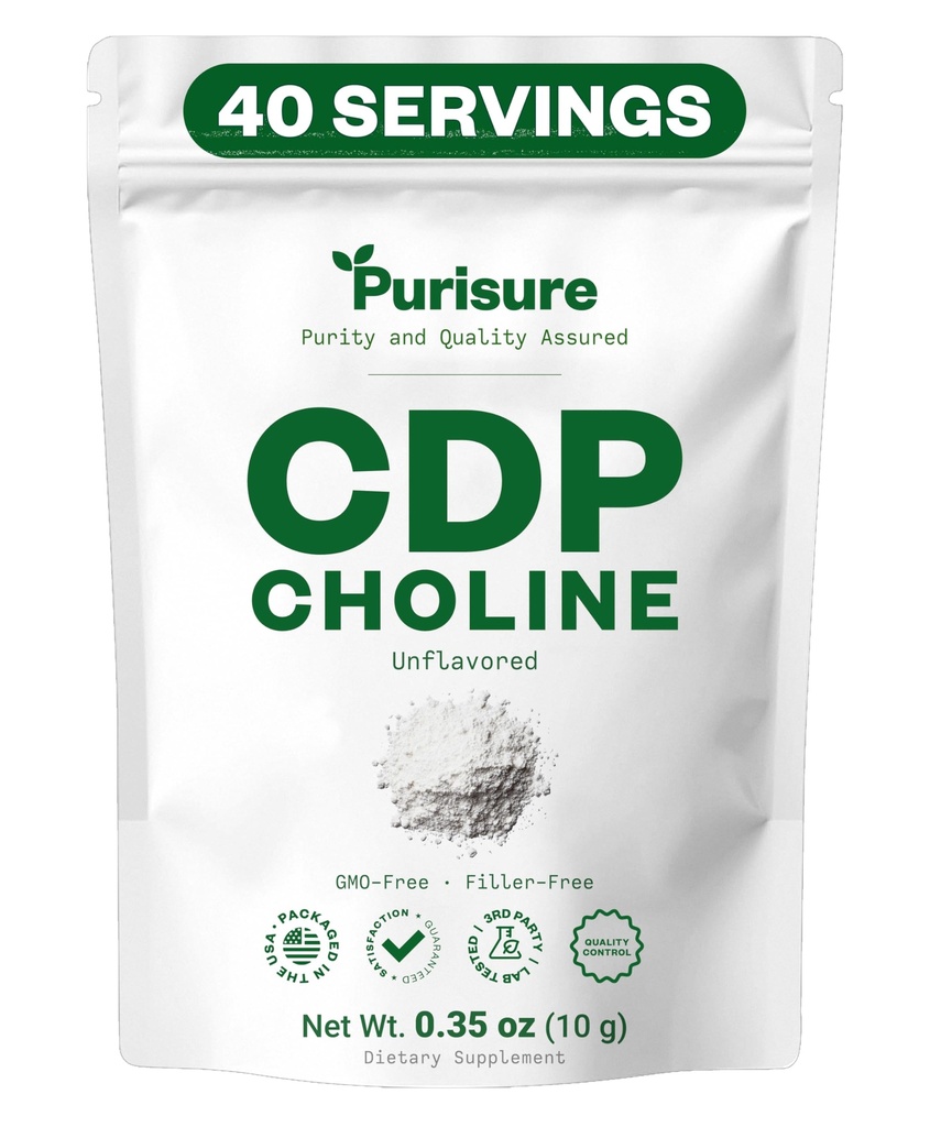 Choline σκόνη, 10g, CDP Choline συμπληρώματα που υποστηρίζουν την προσοχή, την εστίαση και την ενέργεια, Citicoline σκόνη για τη γνωστική λειτουργία, αυξάνει το κίνητρο και την παραγωγικότητα, 40 υπηρεσίες