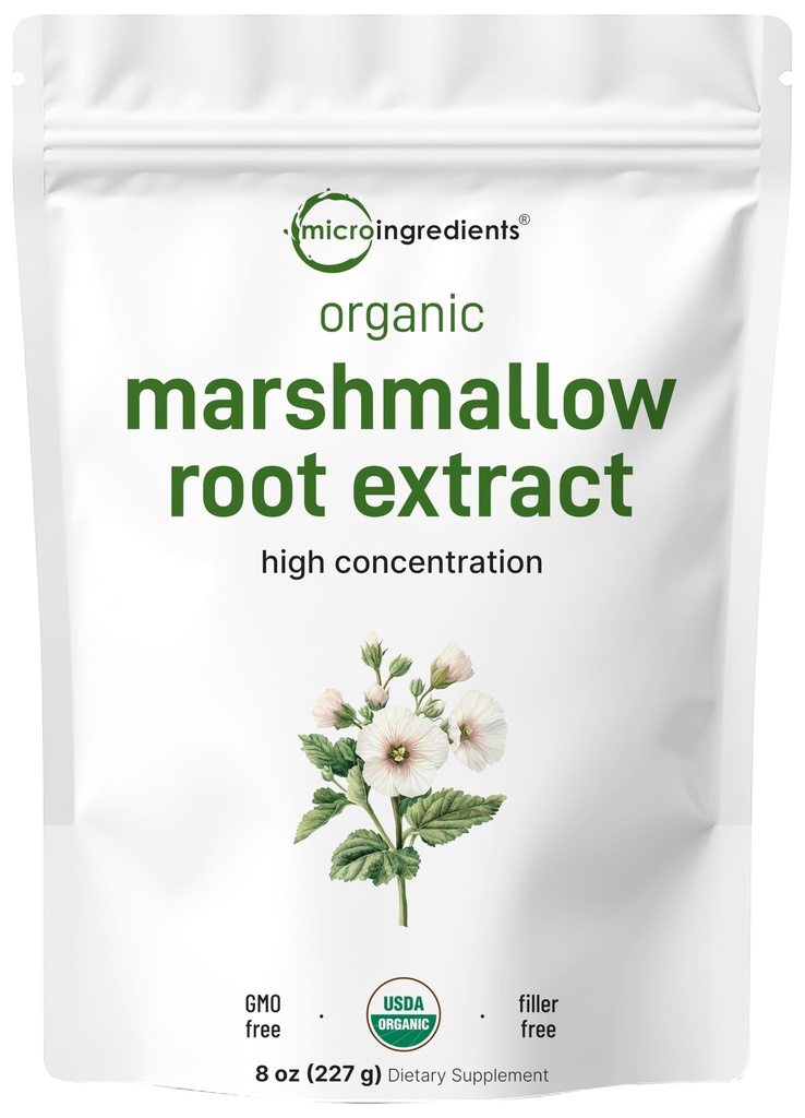 Micro Συστατικά Βιολογική σκόνη ρίζας Marshmallow, 8 ουγγιάς, filler δωρεάν και παραδοσιακά χρησιμοποιείται, υποστηρίζει Digestive Γαστρεντερική υγεία, μη-ακτινοβολημένο και όχι ΓΤΟ, Vegan φιλικό