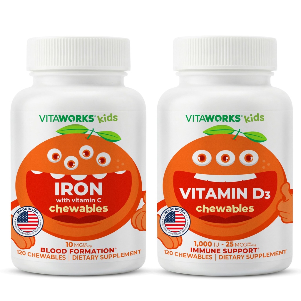 Παιδιά Iron 10mg + Βιταμίνη C Μασώμενα + Βιταμίνη D3 1000 IU Μασώμενα Bundle