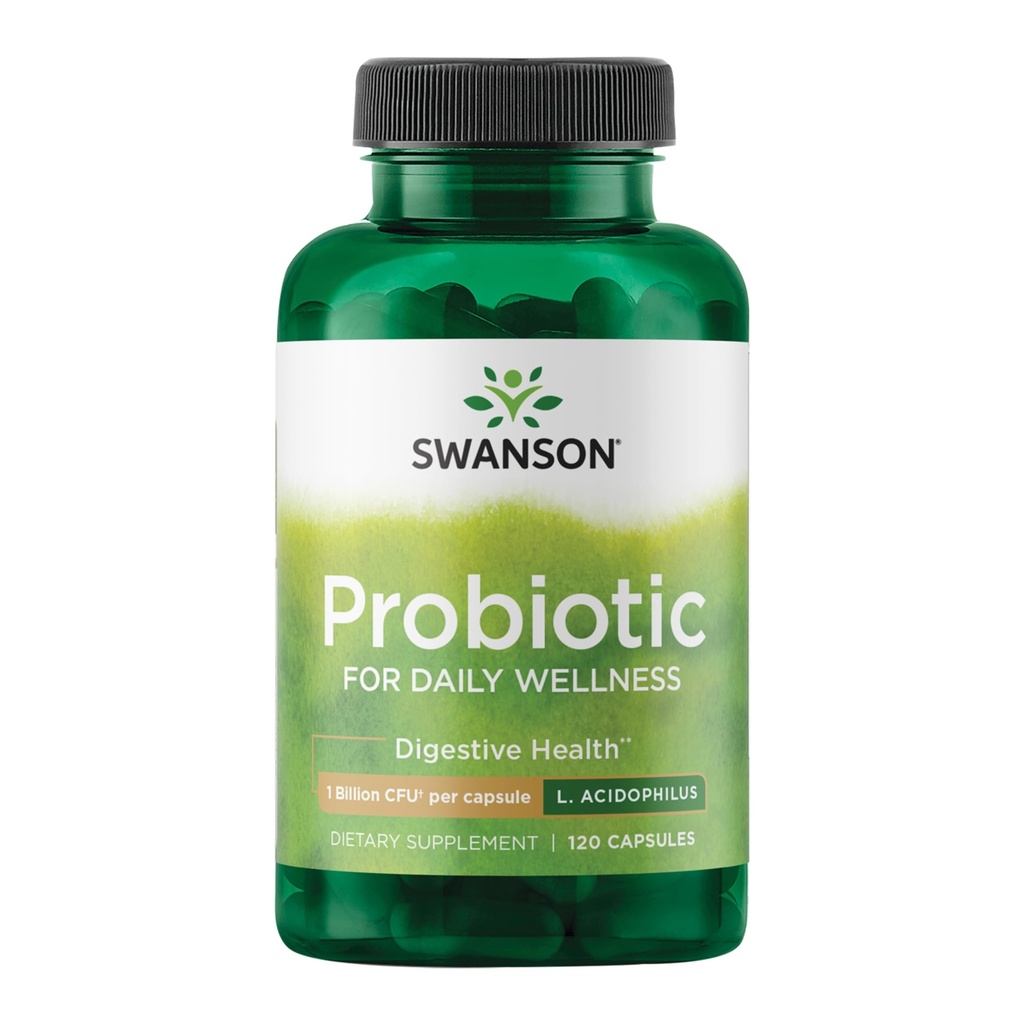 Swanson Probiotic - Digestive Health Supplement w/ 1 Δισεκατομμύριο CFU ανά κάψουλα - Φυσική Φόρμουλα Υποστηρίζοντας Bowel Regularity & Daily Wellness - (120 Κάψουλες)