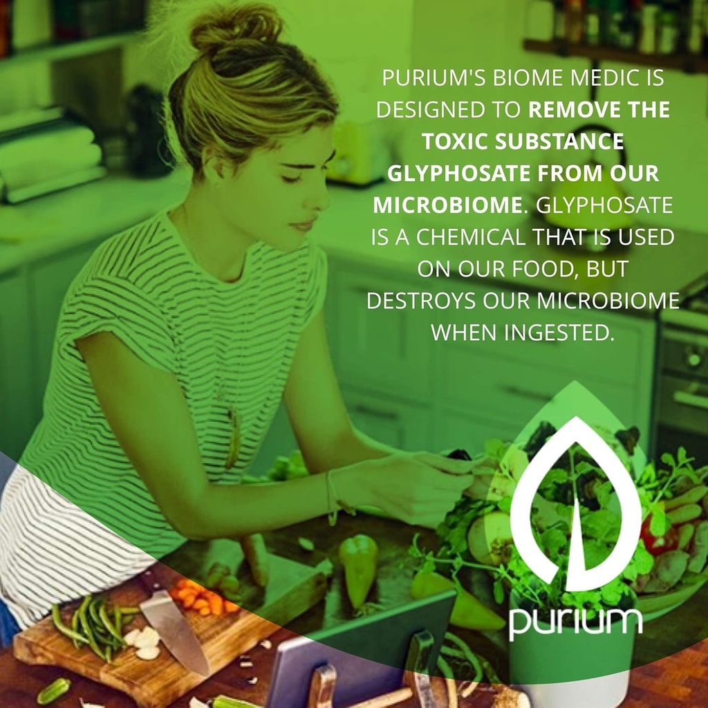 Purium Biome Medic - 60 κάψουλες Vegan - συμπλήρωμα υποστήριξης για την υγεία των ούρων, Αφαιρεί τοξίνες ΓΤΟ, υποστηρίζει καλά βακτήρια, επισκευές μικροβιομήχανο - χορτοφάγους, χωρίς γλουτένη - 60 εξυπηρετούν