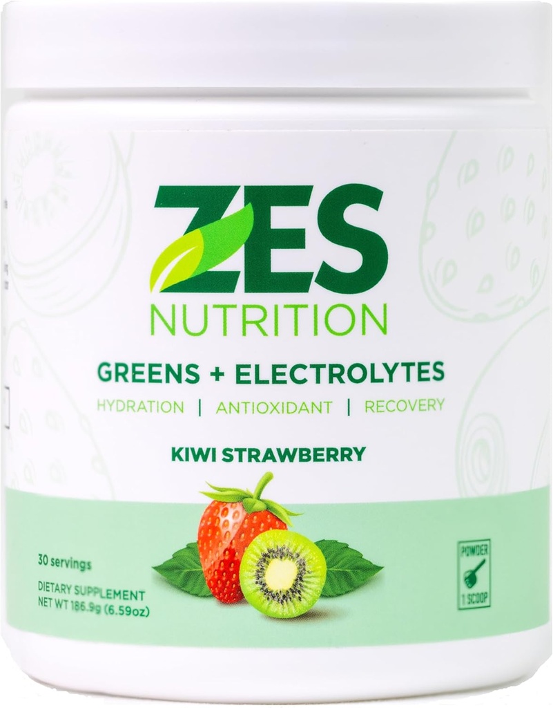Πράσινοι + ηλεκτρολύτες, Kiwi Flavor Φράουλα, Vegan, μη-GMO, Πράσινη σκόνη, καθημερινή πράσινη ενίσχυση, συμπλήρωμα σκόνης λαχανικών, οργανικά ηλεκτρολύτες, ανάκτηση & υποστήριξη, smoothie Mix