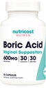 Nutricost Βορικό οξύ 600mg, 30 κάψουλες - Κολπικό Υπόθετο - Μη ΓΤΟ - για γυναίκες
