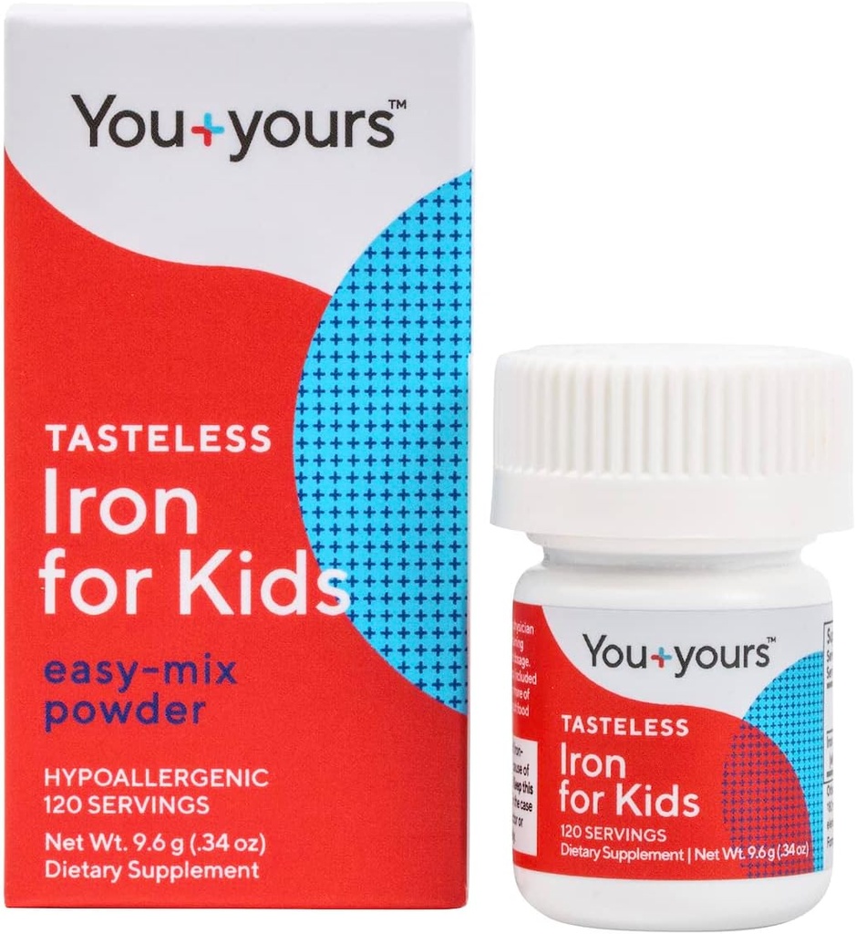 Tasteless Iron for Kids + Toddlers- 4-Month Supply- No Sweeteners, Flavors or Preservatives. Add to Beverages or Food. Pure, Flavorless Children's Iron Supplement.