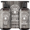 Viking Revolution Beard Wash & Conditioner Set w/Argan & Jojoba Oils – Softens, Smooths & Strengens Beard Growth - Φυσικό μέντας και ευκαλύπτου Scent - Σαμπουάν (17 oz)