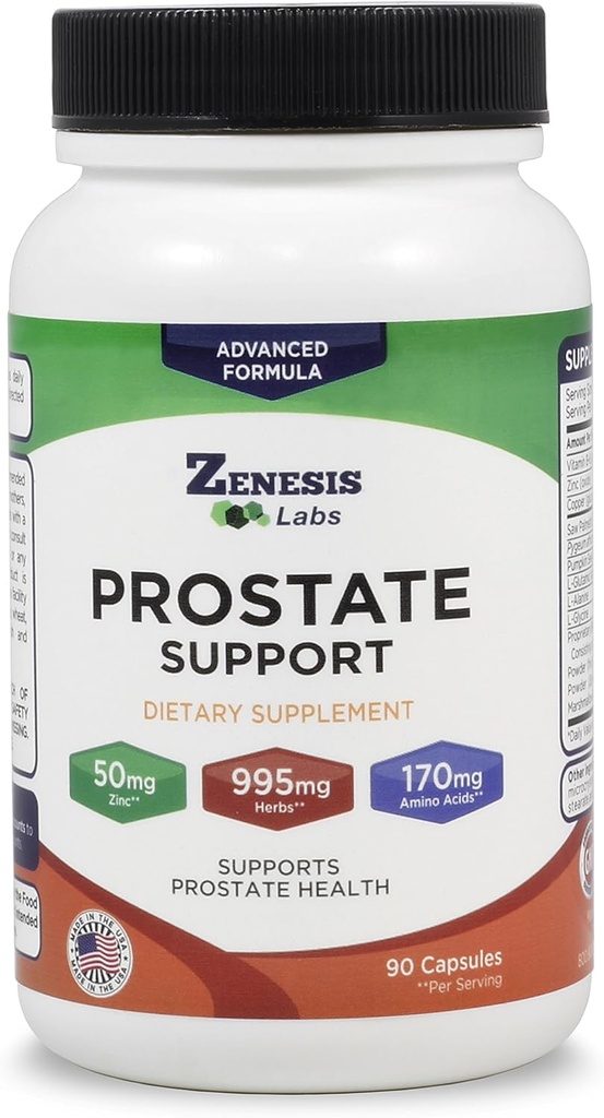 Zenesis Labs Prostate Health with Saw Palmetto - 90 Κάψουλες - Επίσης με ψευδάργυρο, χαλκό, κολοκύθα Σπόροι, Burdock Root, Αμινοξέα, & άλλα εκχυλίσματα - 45 ημέρες προσφοράς