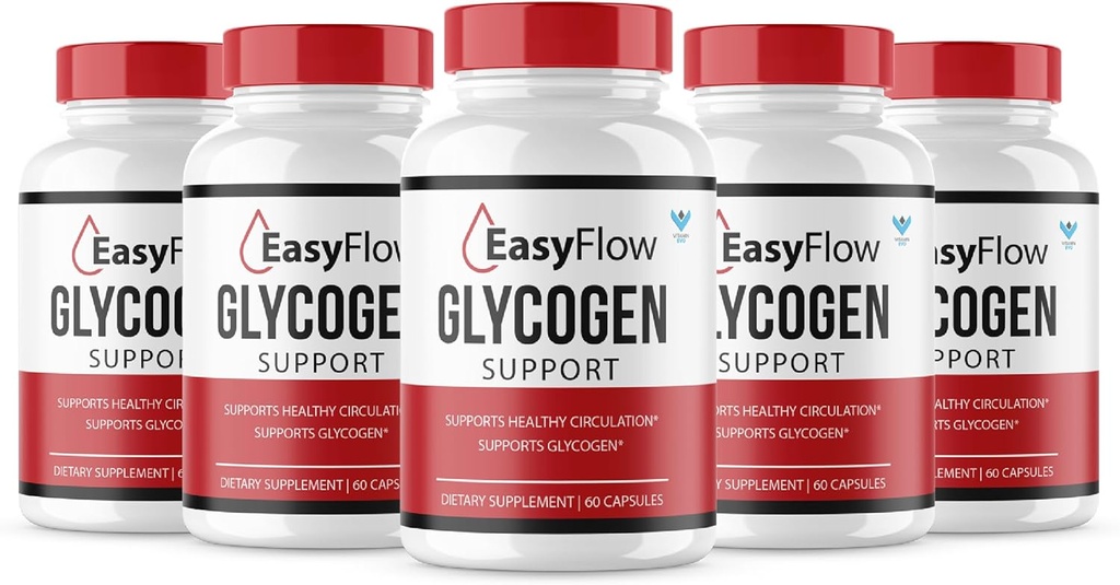 (5 Πακέτο) Εύκολη ροή Glycogen Υποστήριξη EasyFlow Glyco χάπια, Easy Flow Μέγιστη δύναμη Glycogen Υγεία και υποστήριξη αίματος συμπλήρωμα, EasyFlow Advanced Glyco Optimizer Formula - 300 κάψουλες