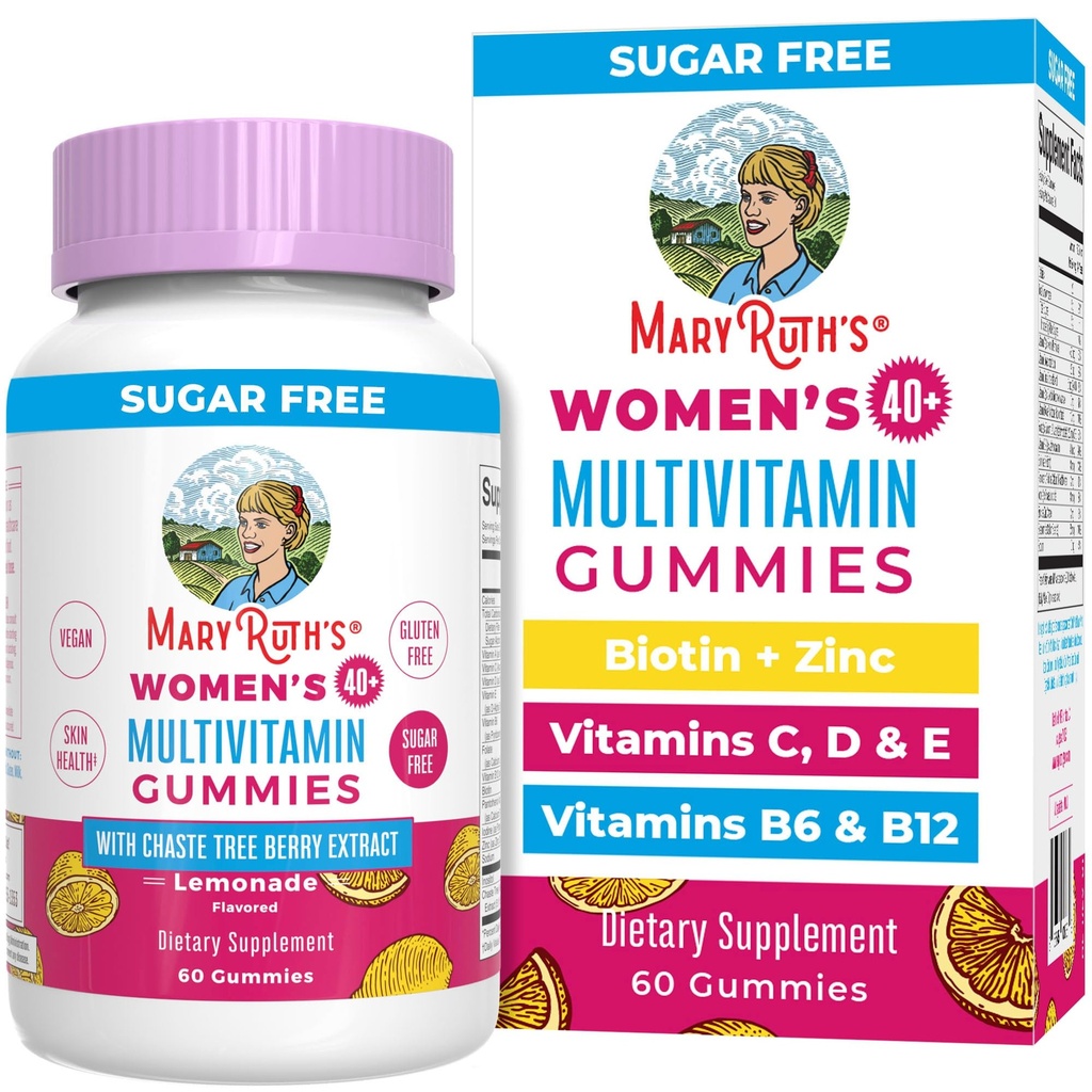 MaryRuth Organics, Χωρίς ζάχαρη, Vegan Vitamin Gummy, Ανοσοποιητική υποστήριξη Καθημερινή πολυβιταμίνη + Chasteberry, μαλλιά, δέρμα και νυχιών για τις γυναίκες, 60 Count, Pack of 1