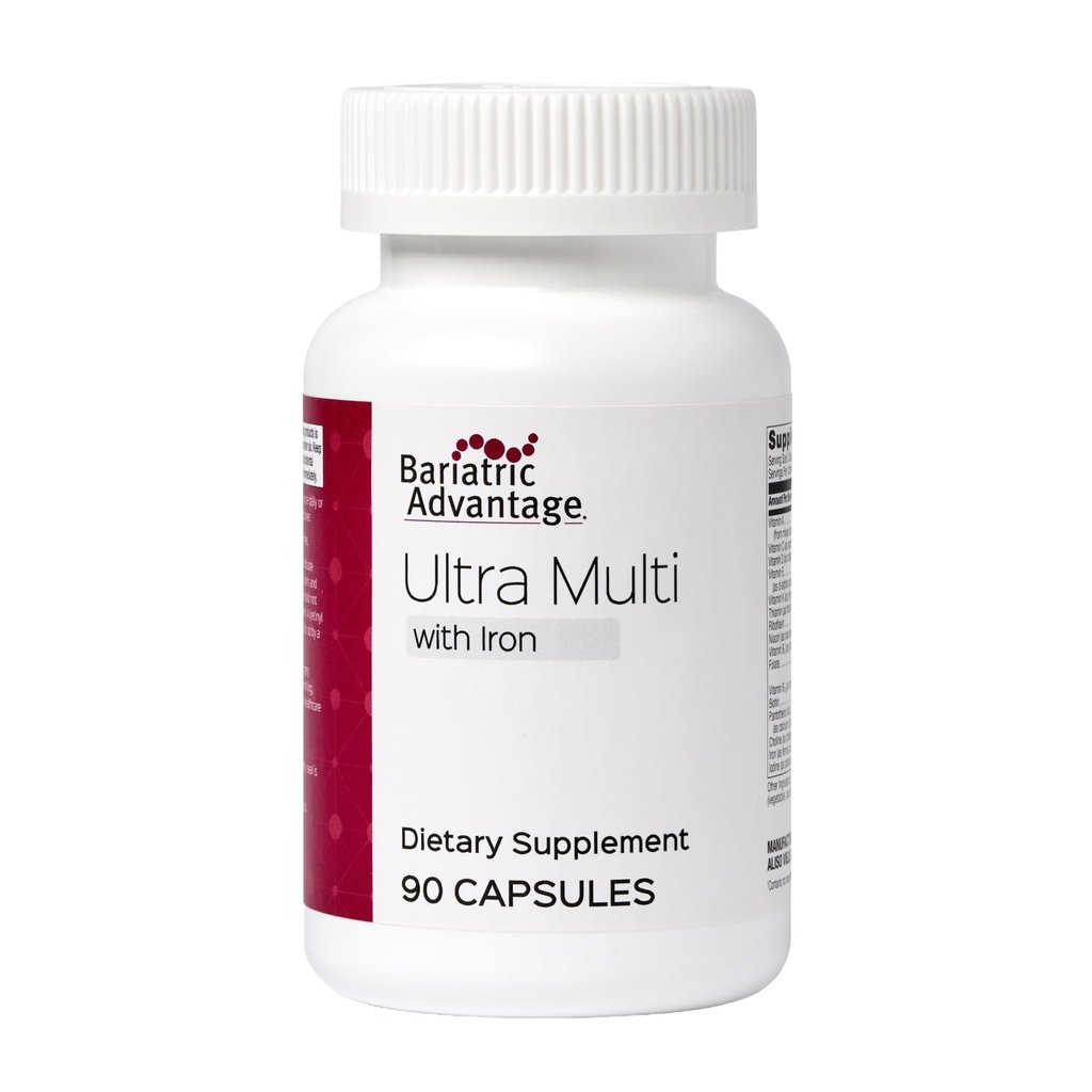 Βαριατρικό Πλεονέκτημα Ultra Multivitamin με σίδηρο - Ultra Multi με σίδηρο - Κάψουλες Μορφή Multivitamin - Παρέχει πλήρες σύμπλεγμα βιταμινών Β - με βιταμίνη C, Χρώμιο & Περισσότερα - 90 κάψουλες