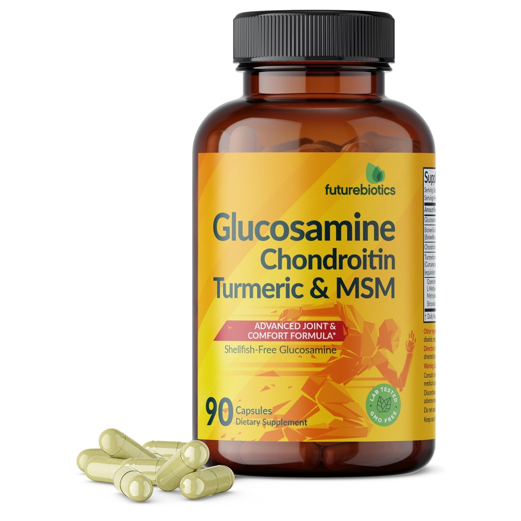 Μελλοντικά αντιβιοτικά Glucosamine Chondroitin Turmeric & MSM Advanced Joint Formula, Supports Healthy Joints & Mobility - Μη ΓΤΟ, 90 Κάψουλες