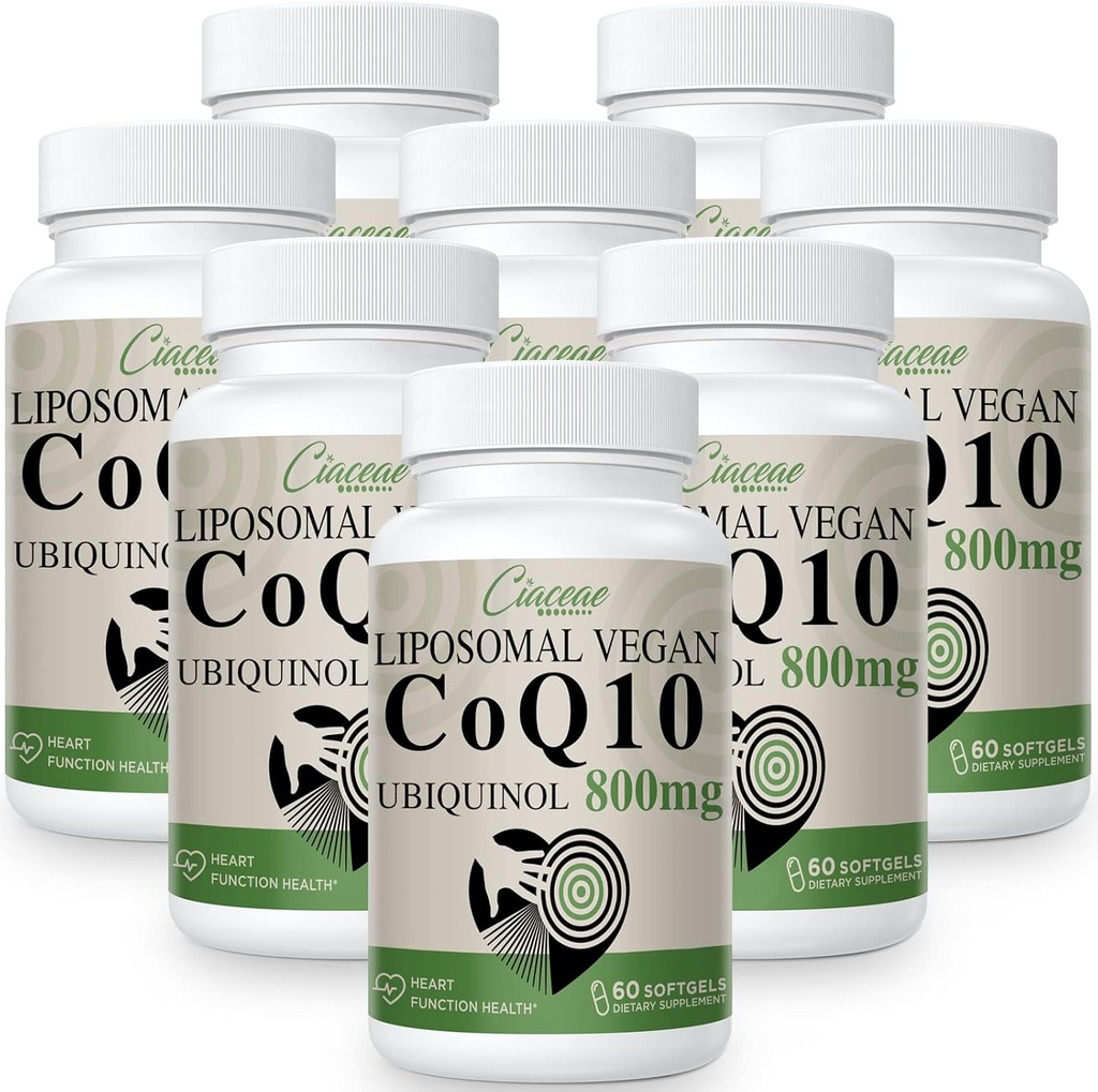 Liposomal CoQ10 800mg Ubiquinol Softgel, Max απορρόφηση Ubiquinol Coenzyme Q10, Ubiquinol CoQ10 συμπλήρωμα για αντιοξειδωτικό, λειτουργία καρδιάς & παραγωγή ενέργειας, Pure CoQ10 800mg, 480 Vegan Softgels