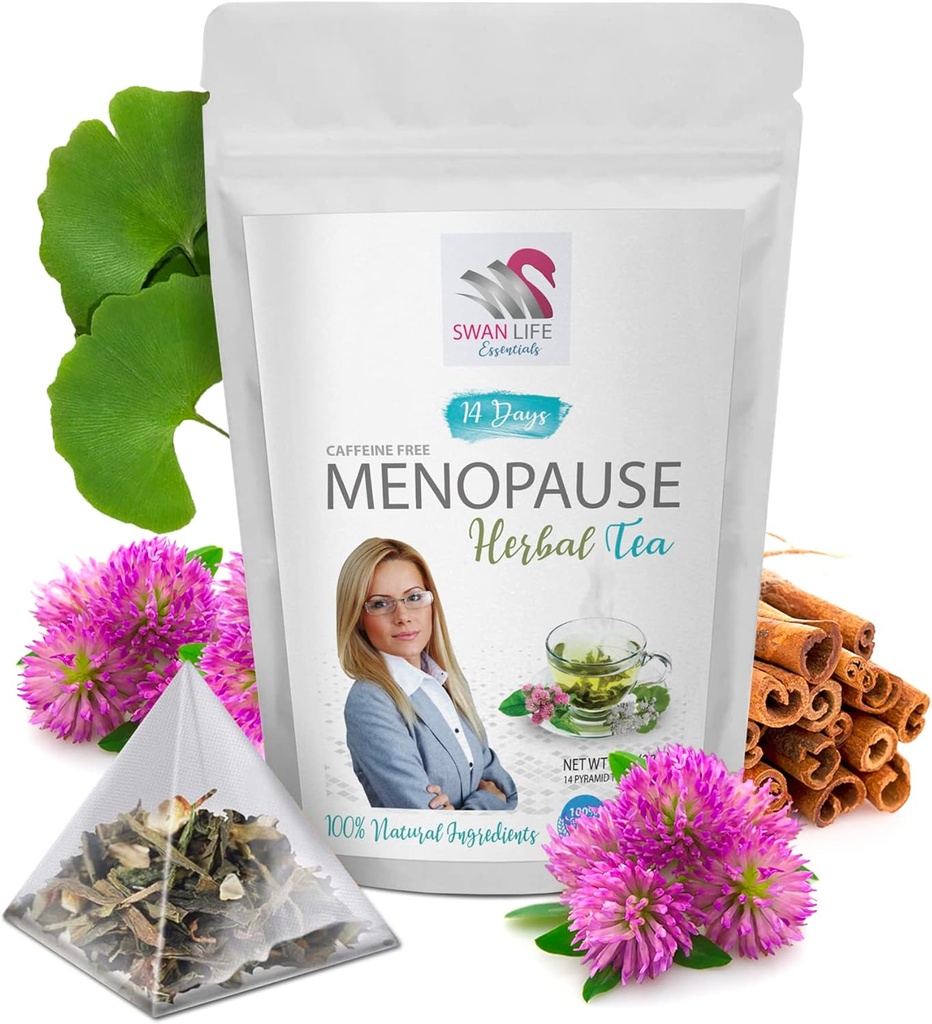 ανακούφιση από την εμμηνόπαυση - MENOPAUSE TEA 14 ΗΜΕΡΕΣ - ανακούφιση από την εμμηνόπαυση για τις γυναίκες, ανακούφιση από την εμμηνόπαυση για τις γυναίκες θερμές αναλαμπές, μαύρο cohosh, gingko, κόκκινο τριφύλλι, τσιπ κανέλας, πράσινο τσάι, γλυκόριζα 1 Συσκευασία 14 Τσάντες